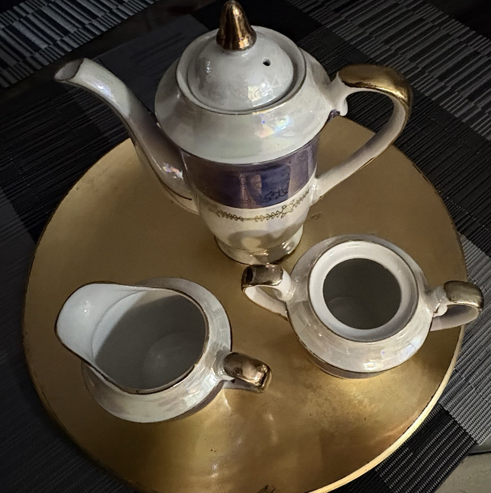 Bavaria Porcelain Tea Set 3 Piece Mother Of Pearl Finish Sell As Is See Picture