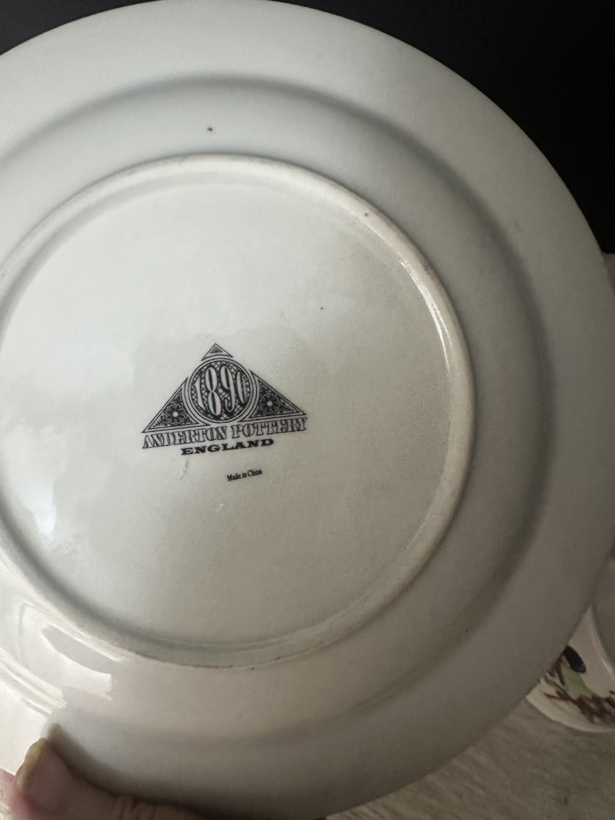 1890 Anderton Pottery England “Grand Old Duke of York” 3-Pc Plate/Bowl/Mug EUC