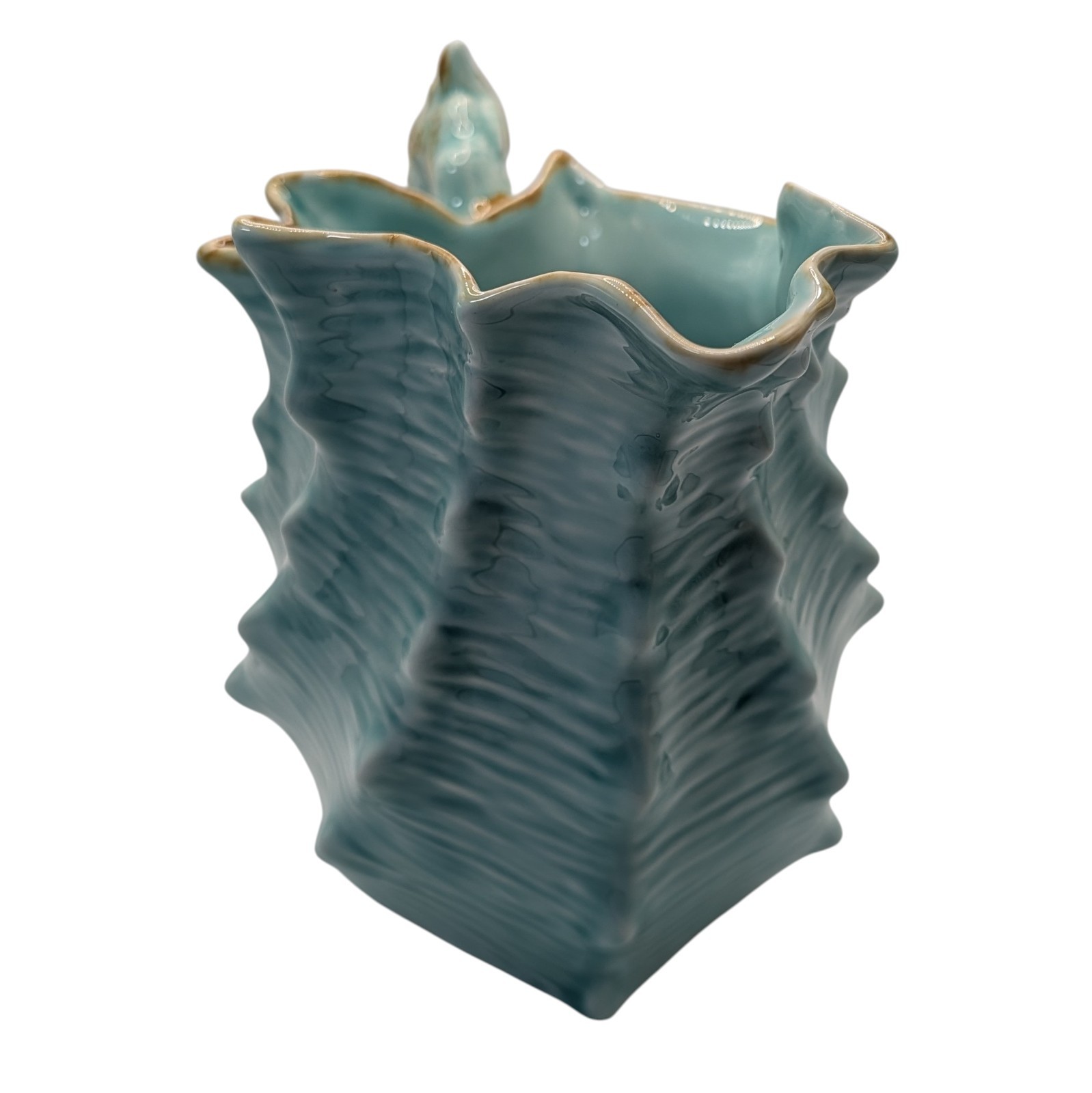 Blue Sky Conch Shell Pitcher Seawave Turquoise Blue Nautical Seven Inches Retro