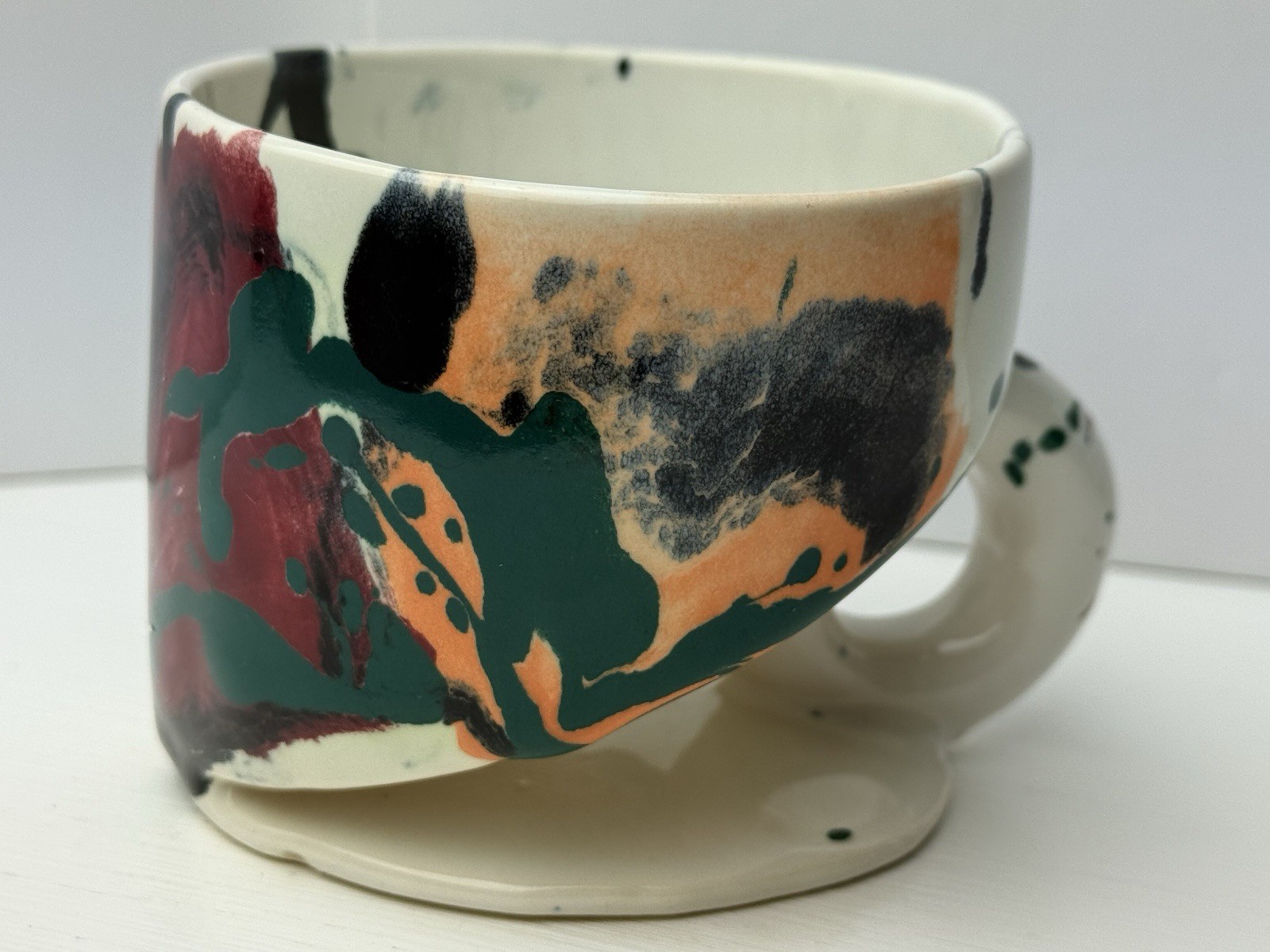 RARE CHARLES NALLE Studio Art Pottery Mug ABSTRACT Contemporary Teal Blue
