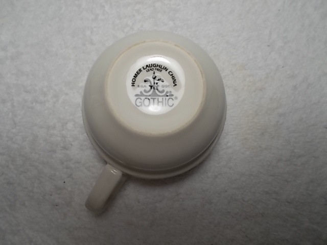 Vintage Homer Laughlin China Gothic Ivory White Stackable Coffee Tea Cup Mug