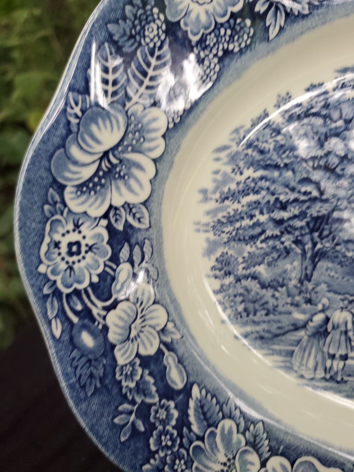 VTG Liberty Blue White Staffordshire Transferware Ironstone Oval Platter 12″