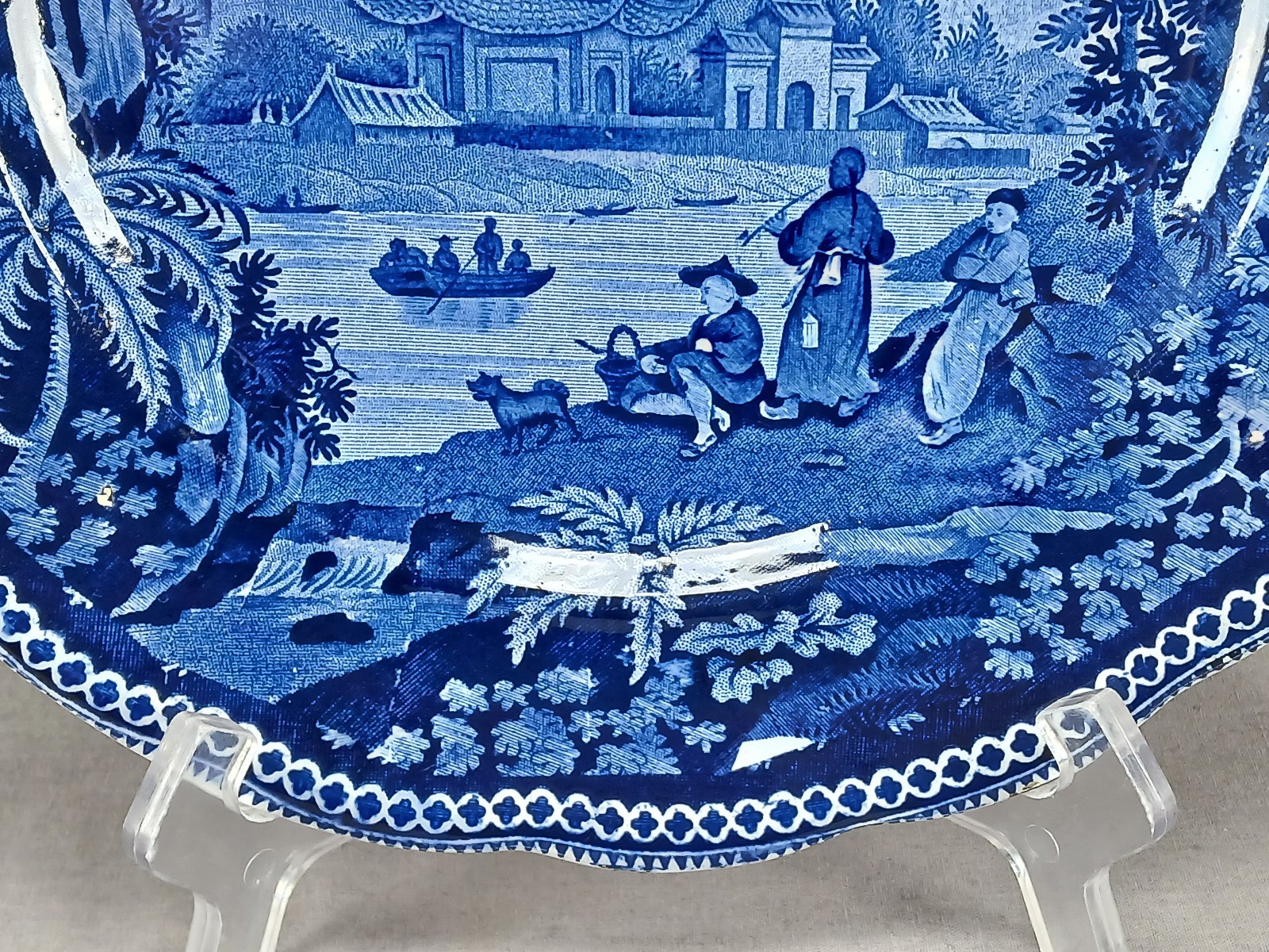 Clews Weeping Willow Border #09 Blue Historical Transferware Plate C.1814-1834