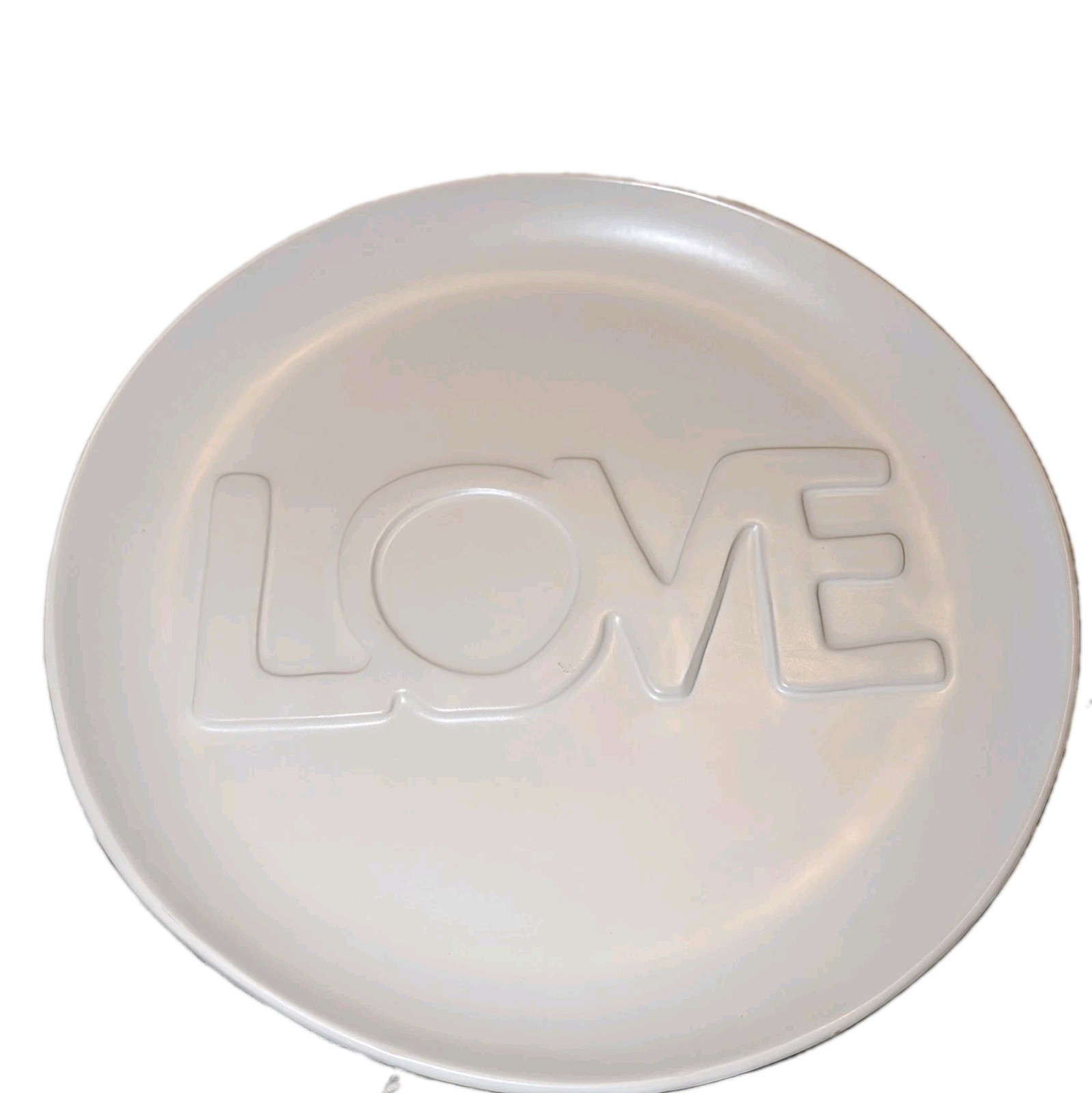 RARE 4 Crate & Barrel Lucia Eames LOVE Salad Plates White Embossed 2022 NEW NWT!