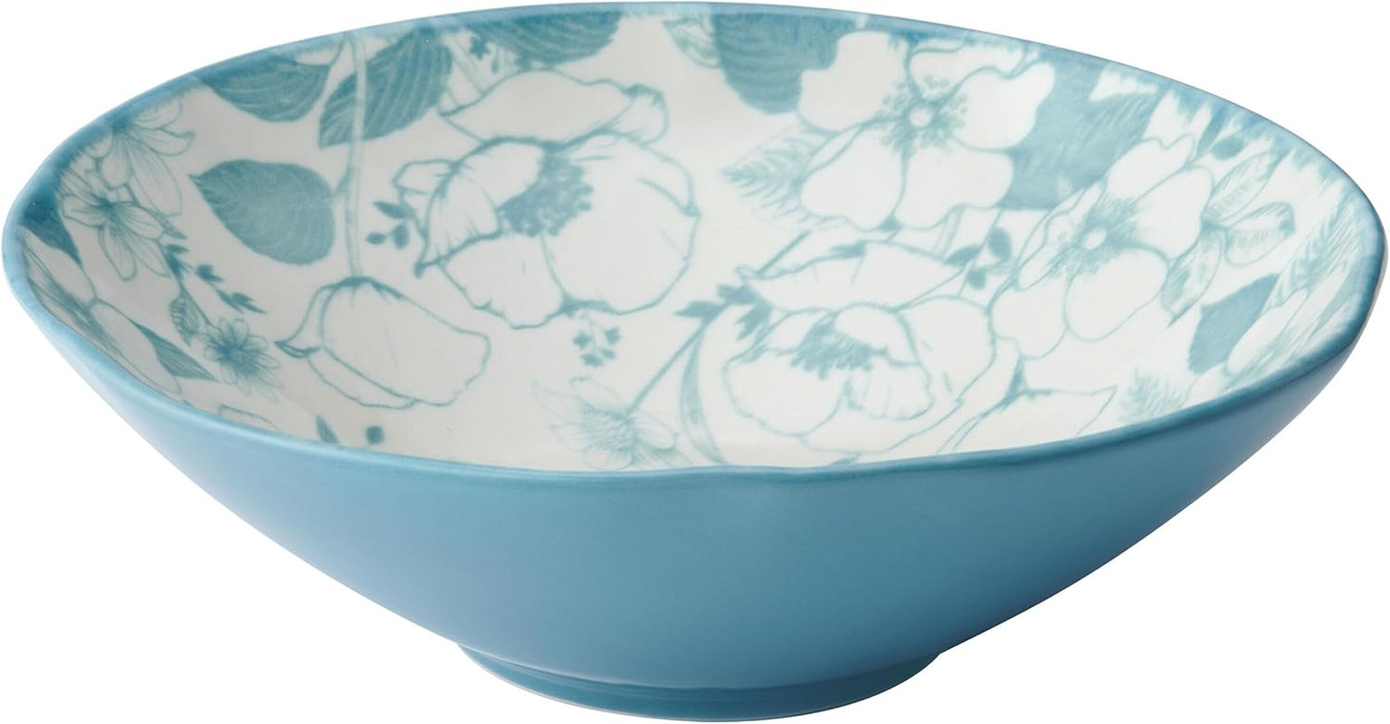Garden Blossom Floral 12 Piece Plate Bowl Dinnerware Set, Blue
