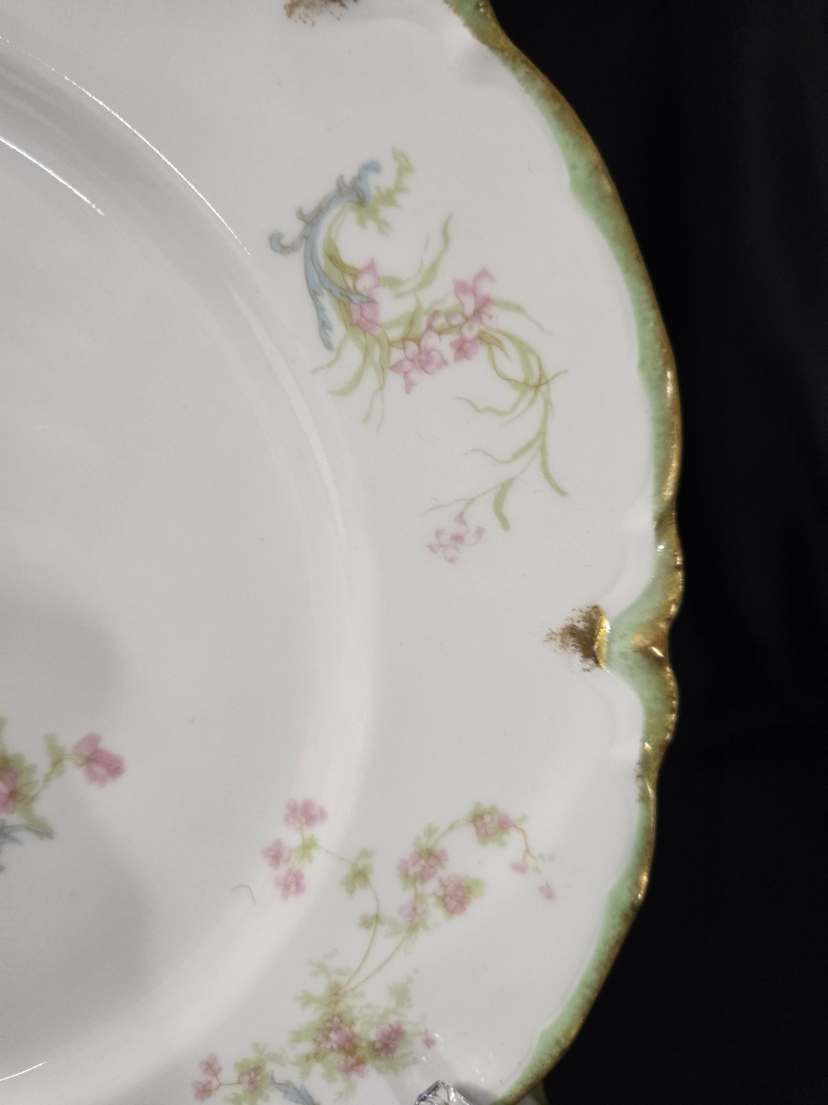 MINTANTIQUE Haviland Schleiger 57H Limoges Roses Blue Ribbons 5 Luncheon Plates