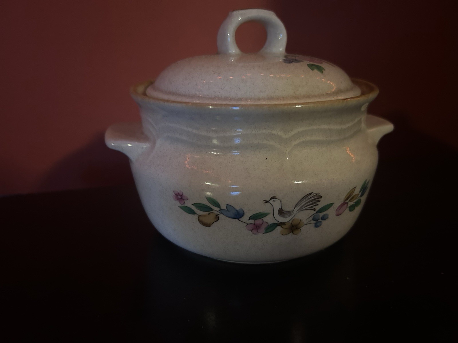 International Stoneware Japan Heartland Covered Dish With Lid Birds