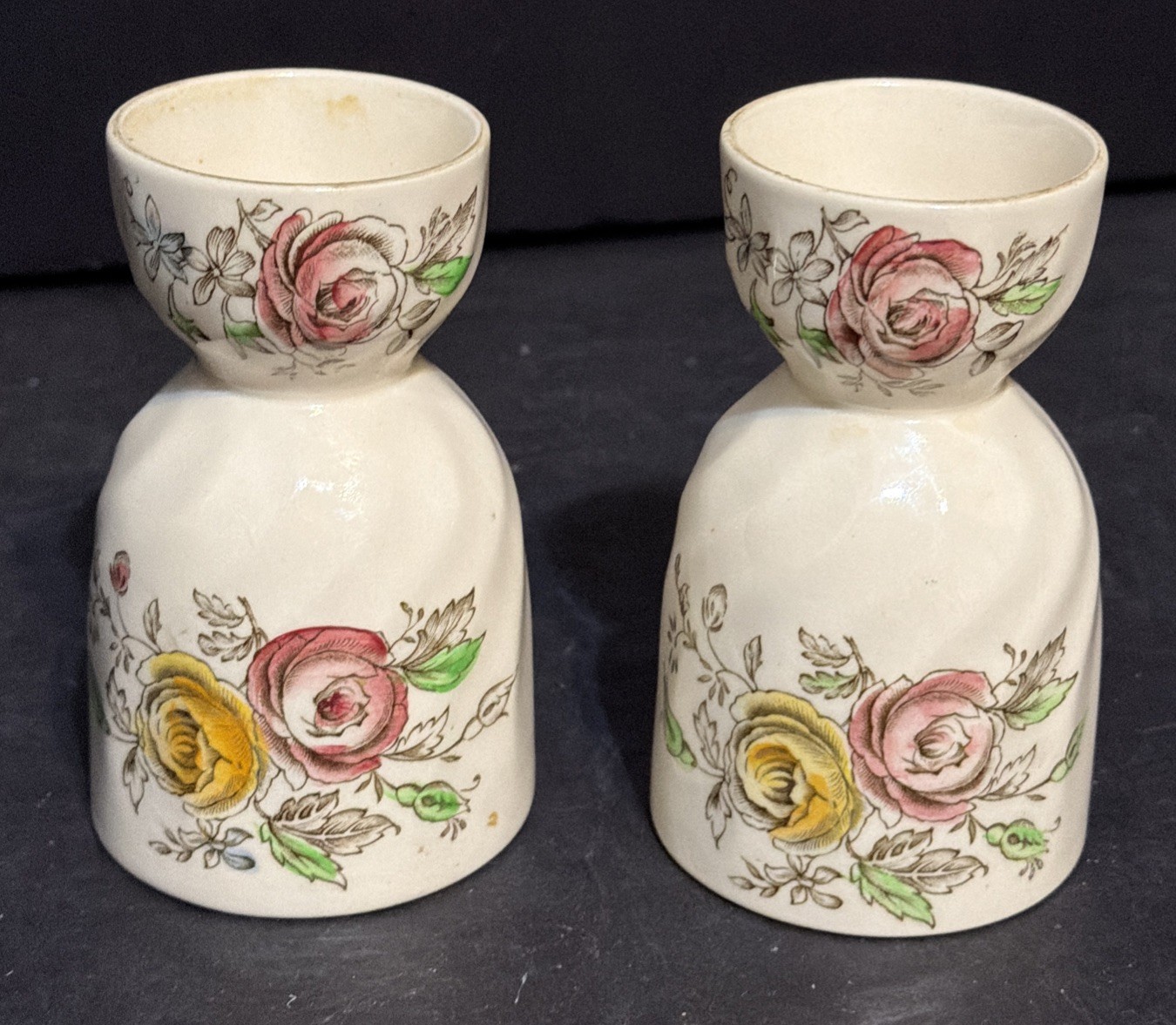 Vintage Johnson Bros Brothers Sheraton Set of 2 Double Egg Cups England