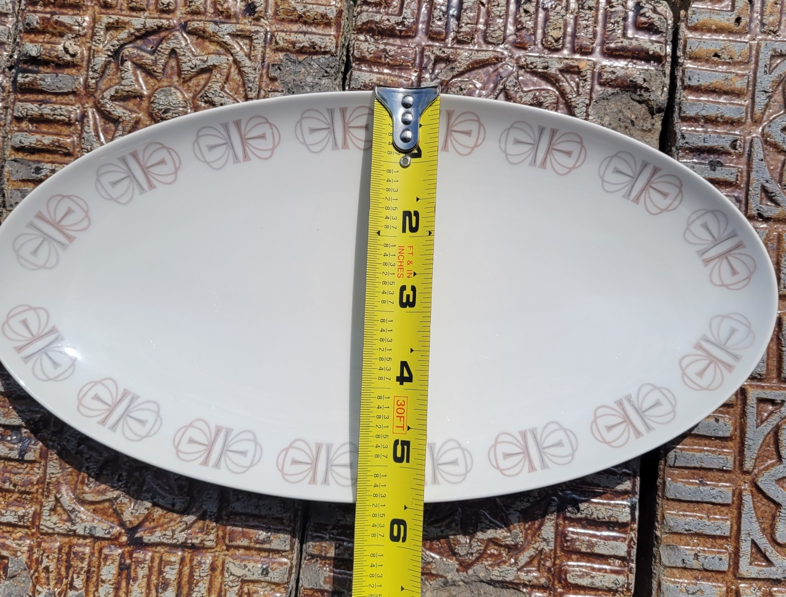 Franciscan Merry Go Round Oval Serving Plate 10 1/2″ MCM Geometric Border