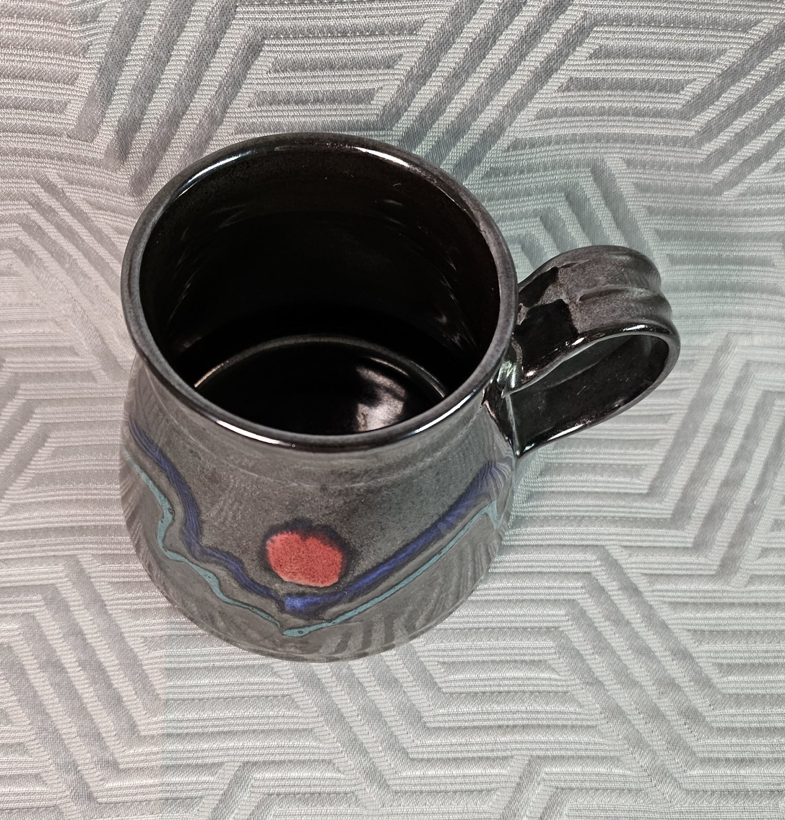 VTG Studio Pottery Coffee Mug Tea Cup 12oz Handmade Artist Lamb USA 1994
