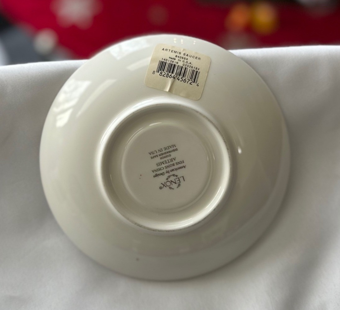 Lenox Artemis Tea Saucer White Bone China Embossed Floral Pattern Elegant Dining