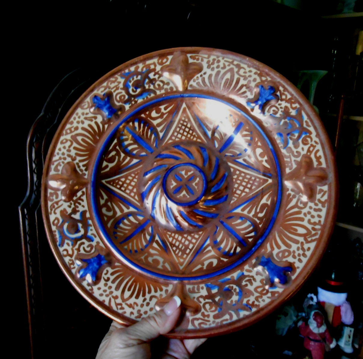 Manises Copper Luster Wall Plate Spain 12″ Ethan Allen Mid Century