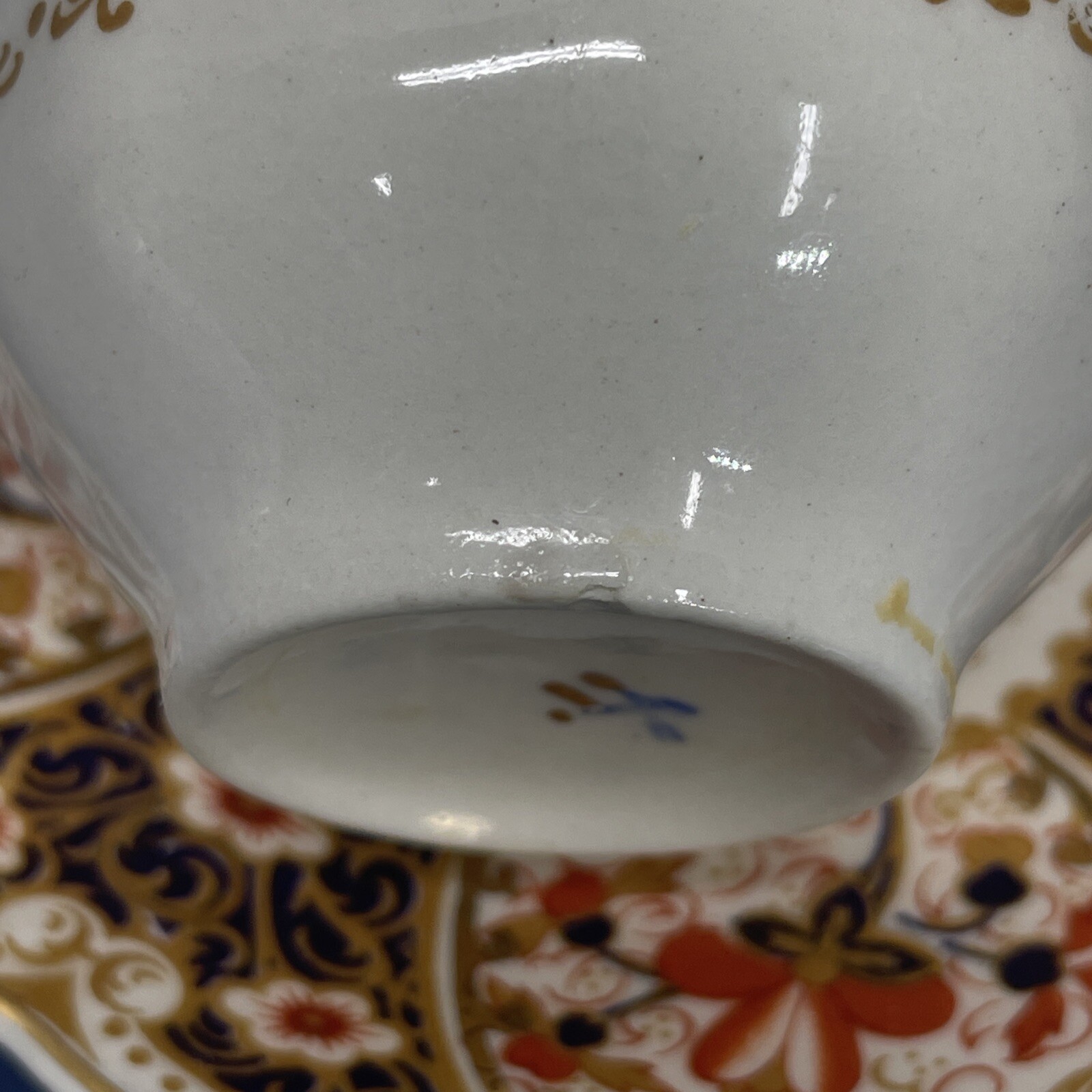 Rare Rutland Johnson Bros Demitasse Cup & Saucer Cobalt Blue Rust / Gold Floral