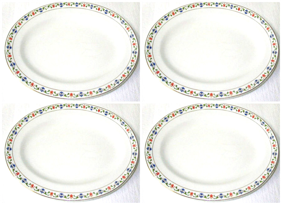4 Johnson Brothers England Oval Platters Porcelain Decorative Border 11″ 1920s