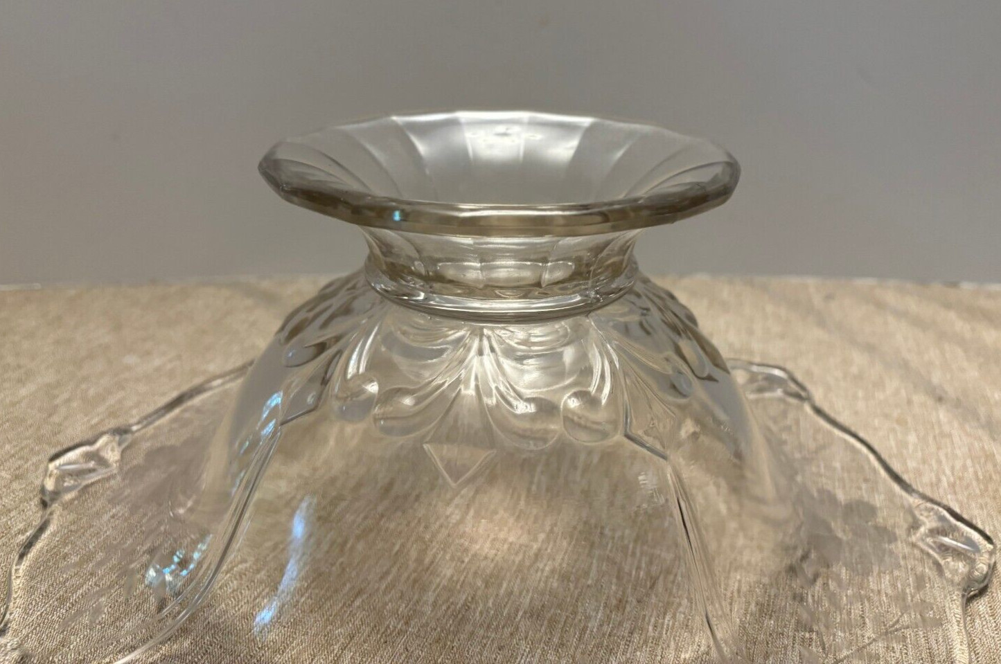 Vintage Clear Etched Compote Pedestal Bowl May be Depression Glass