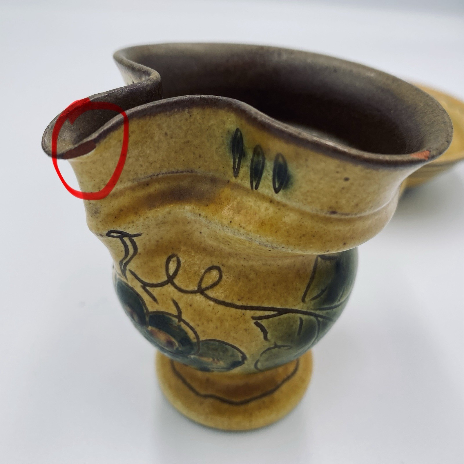 Pottery Creamer/Pitcher & Saucer, Made in SN Liechtenstein, Italian Style, Mini