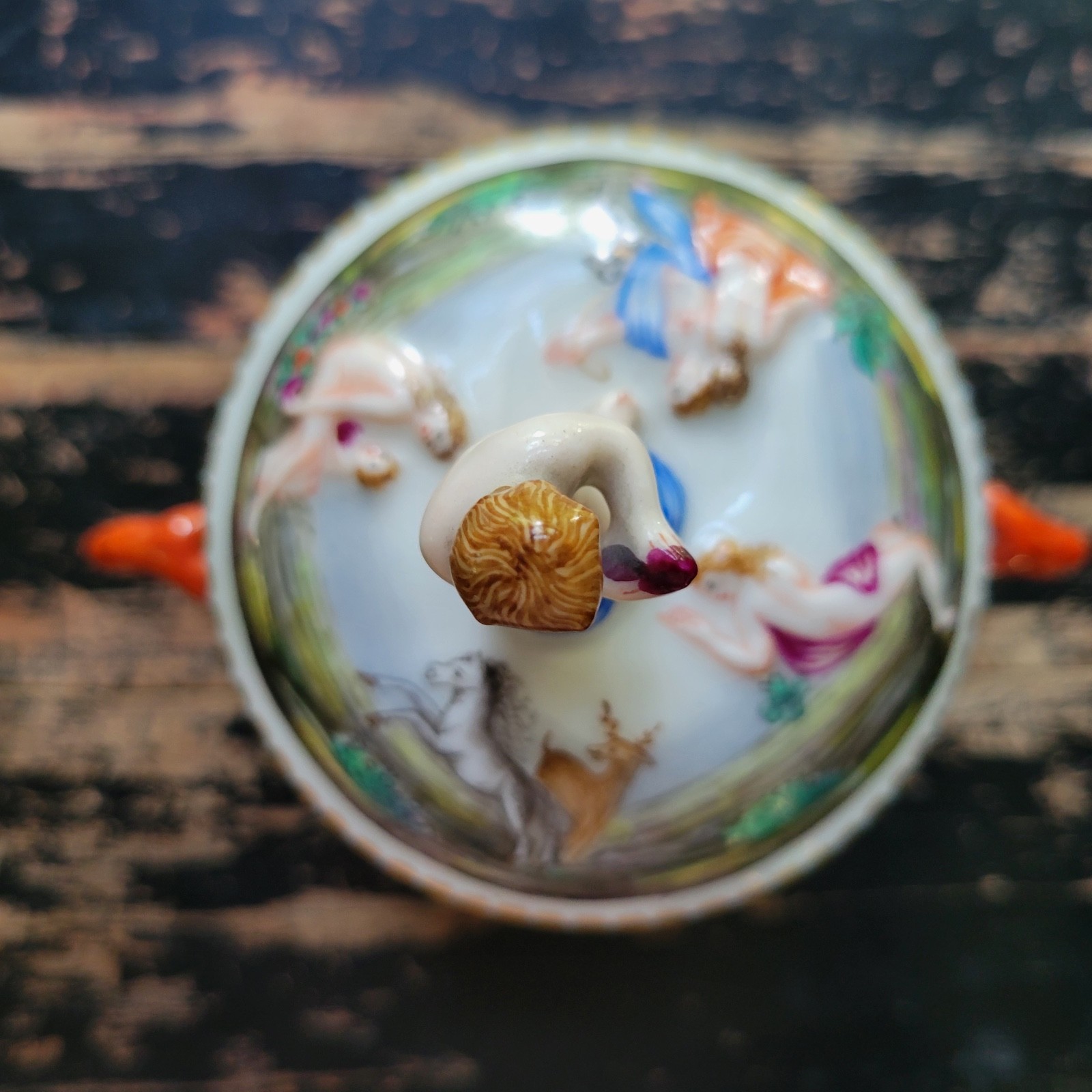 Antique 1800s Ginori Doccia Capodimonte Lidded Porcelain Chocolate Cup Italian