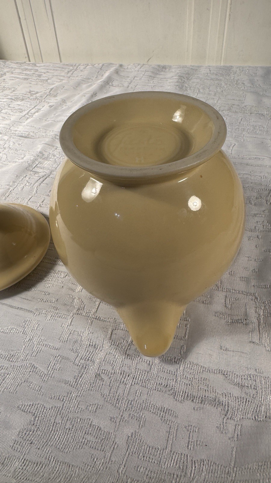 Fiesta Large Ivory Off White Teapot O Ring Handle W/ Lid Art Deco Retro