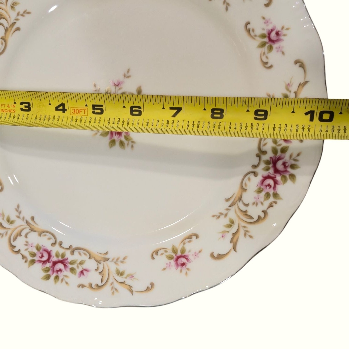 Style House Rose Baroque Dinner Plates Vintage Floral Porcelain Set 4 Pink Roses