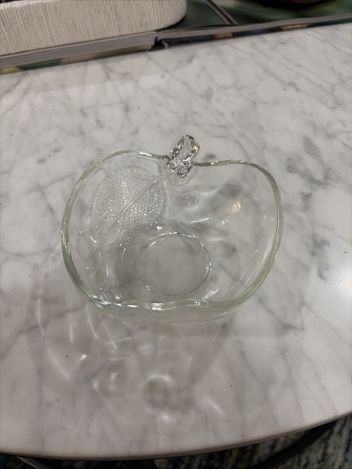 Kig Indonesia Apple shaped Dish w/Textured Leaf- Inside Space 4 1/2” X 3 3/4”