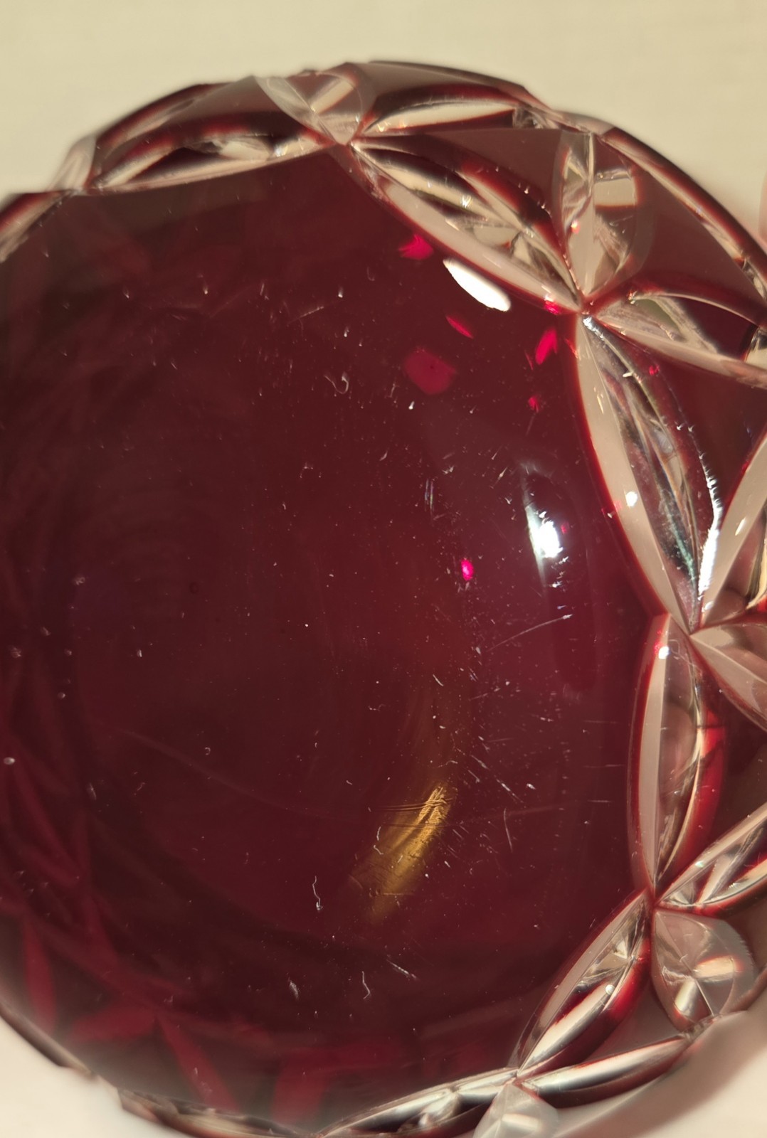 Ruby Red Crystal Bowl Cut To Clear Small Serving Side Dish Candy