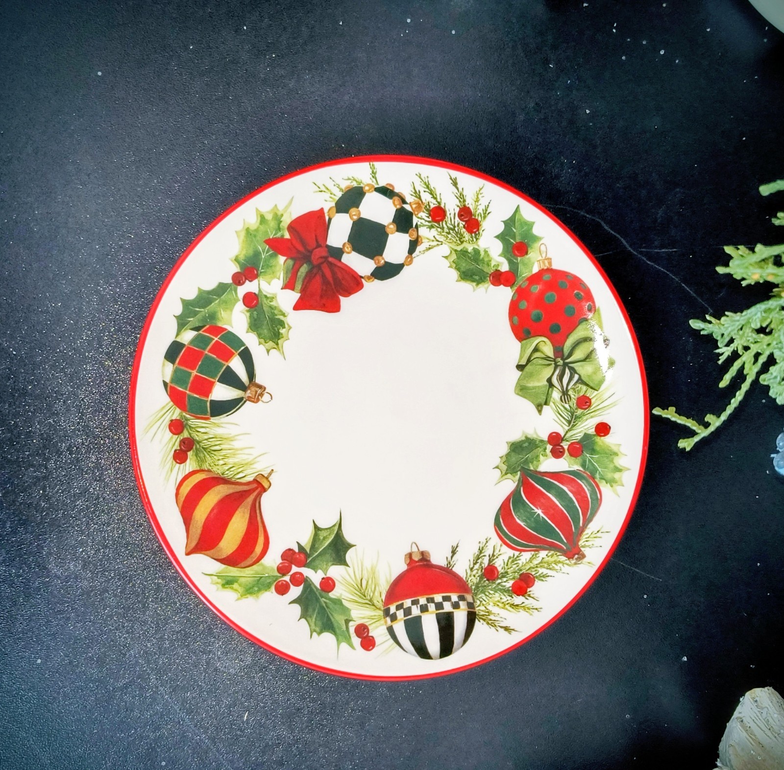 Mackenzie Childs Deck The Halls Dinnerware – 4 Piece Place Settings. NEW