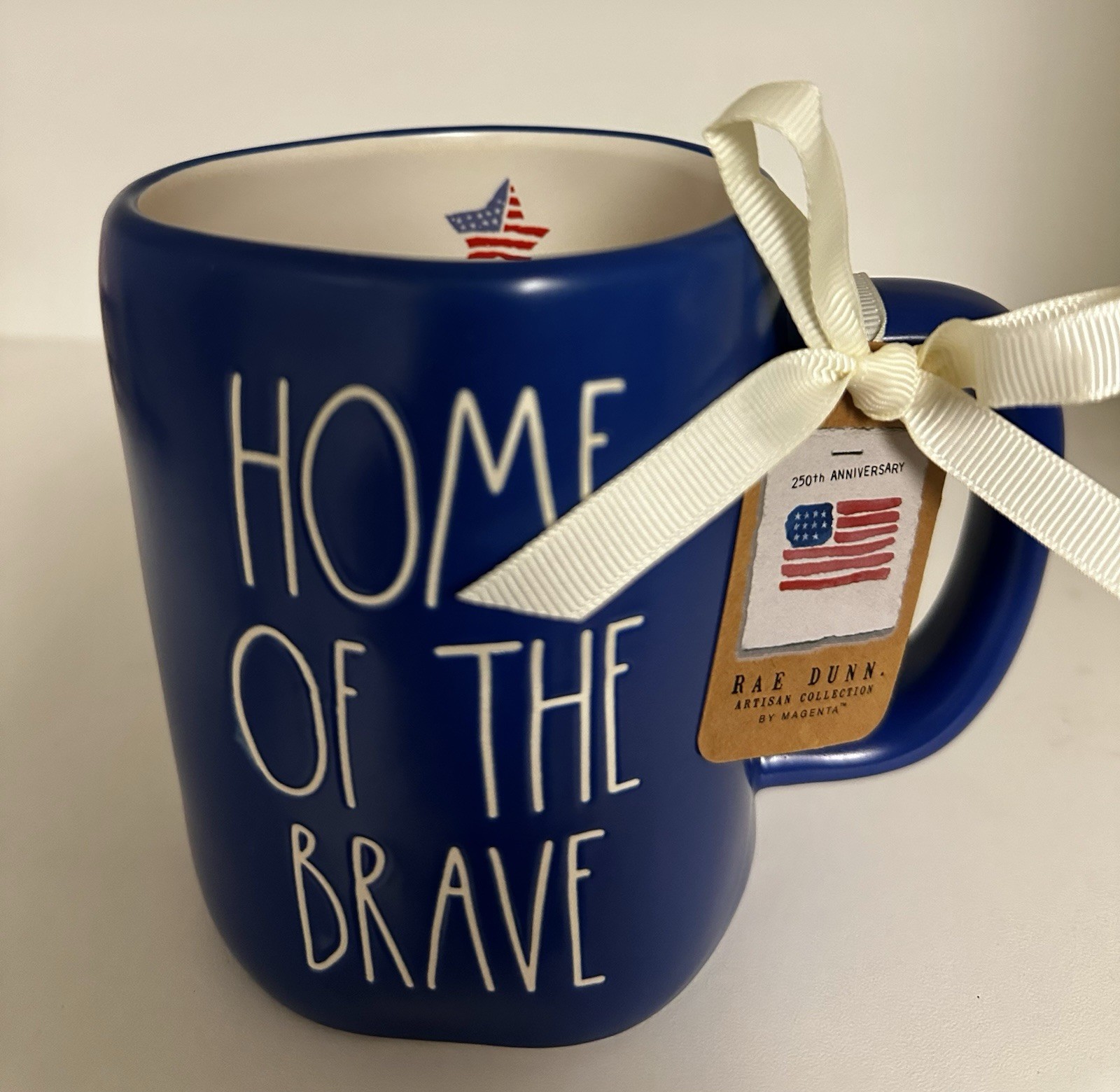 Rae Dunn HOME OF THE BRAVE Patriotic 2026 America 250th Anniversary Mug NEW