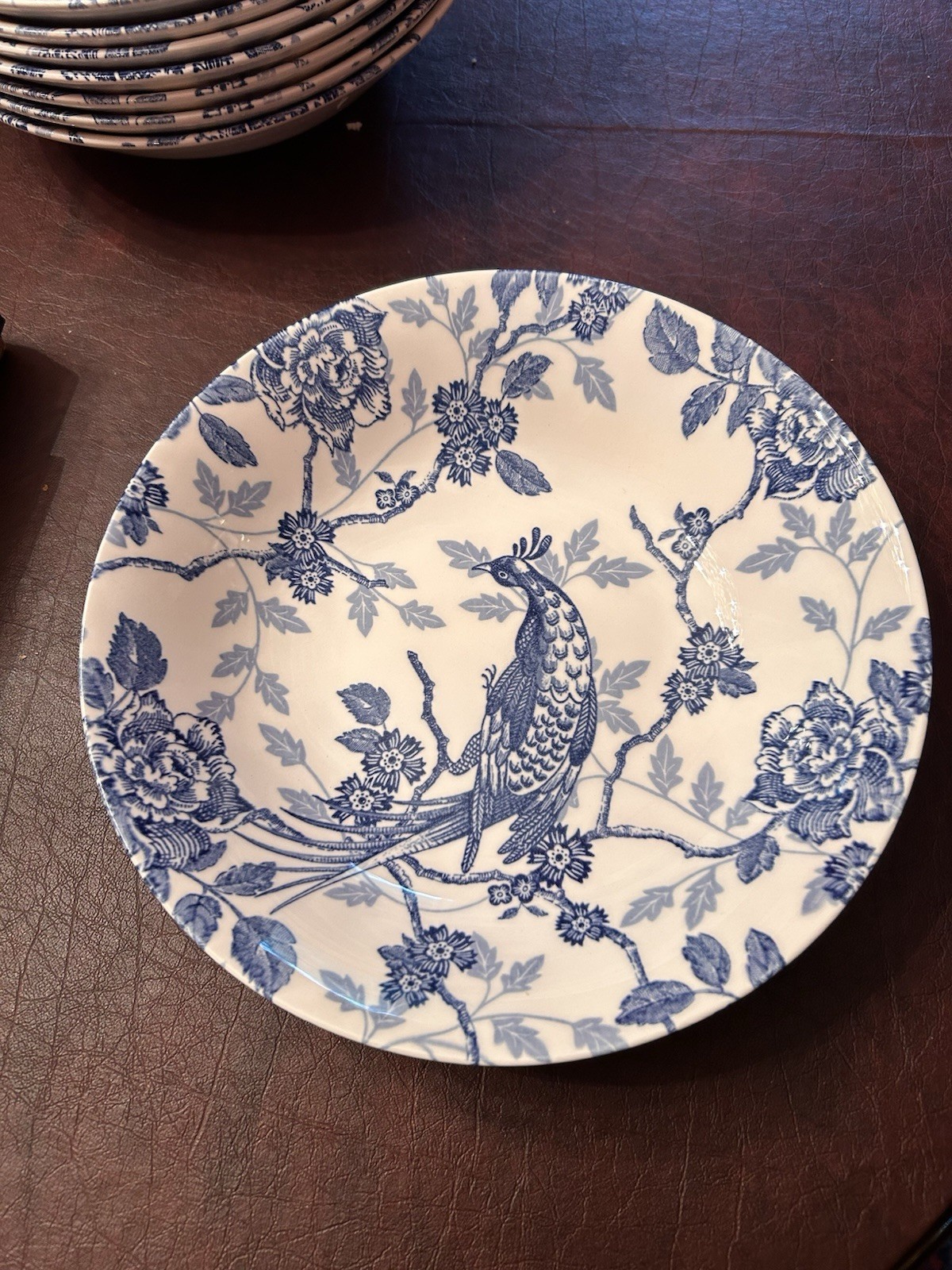 Royal Wessex 8 Plates / Bowels Made In England Blue And White Peacock