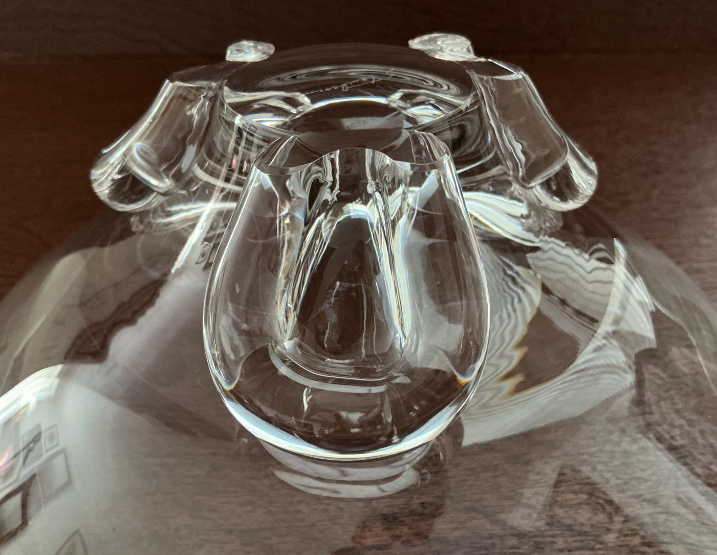 STEUBEN ~ FLORET 7 7/8” CRYSTAL FOOTED BOWL ~ DONALD POLLARD DESIGN ~ CA. 1950’S