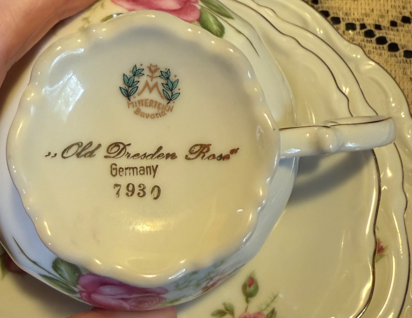 Mitterteich Germany Old Dresden Rose 5 pc Place Setting Vintage