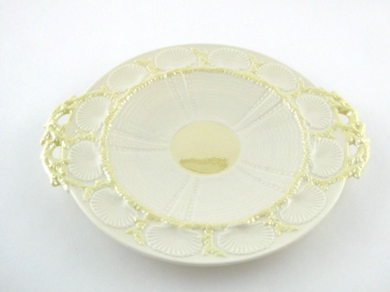 Belleek New Shell Yellow Handled Cake Plate Yellow Center