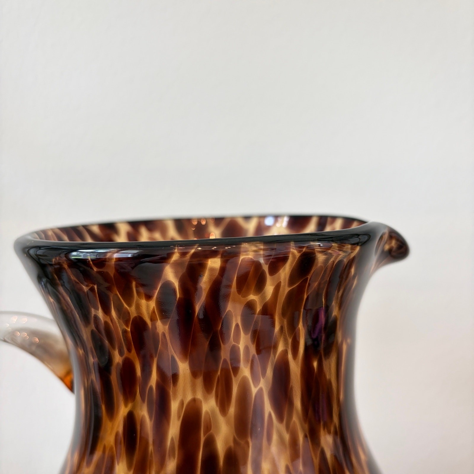 NEW Hand Blown Tortoise Shell Glass Pitcher 9.5in Chic Barware
