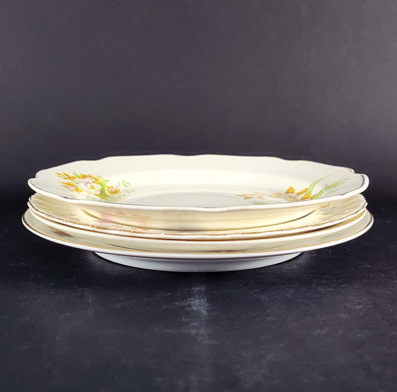 4 Vintage Mismatched China Salad Plates Gallery Wall Collection Display Cracked