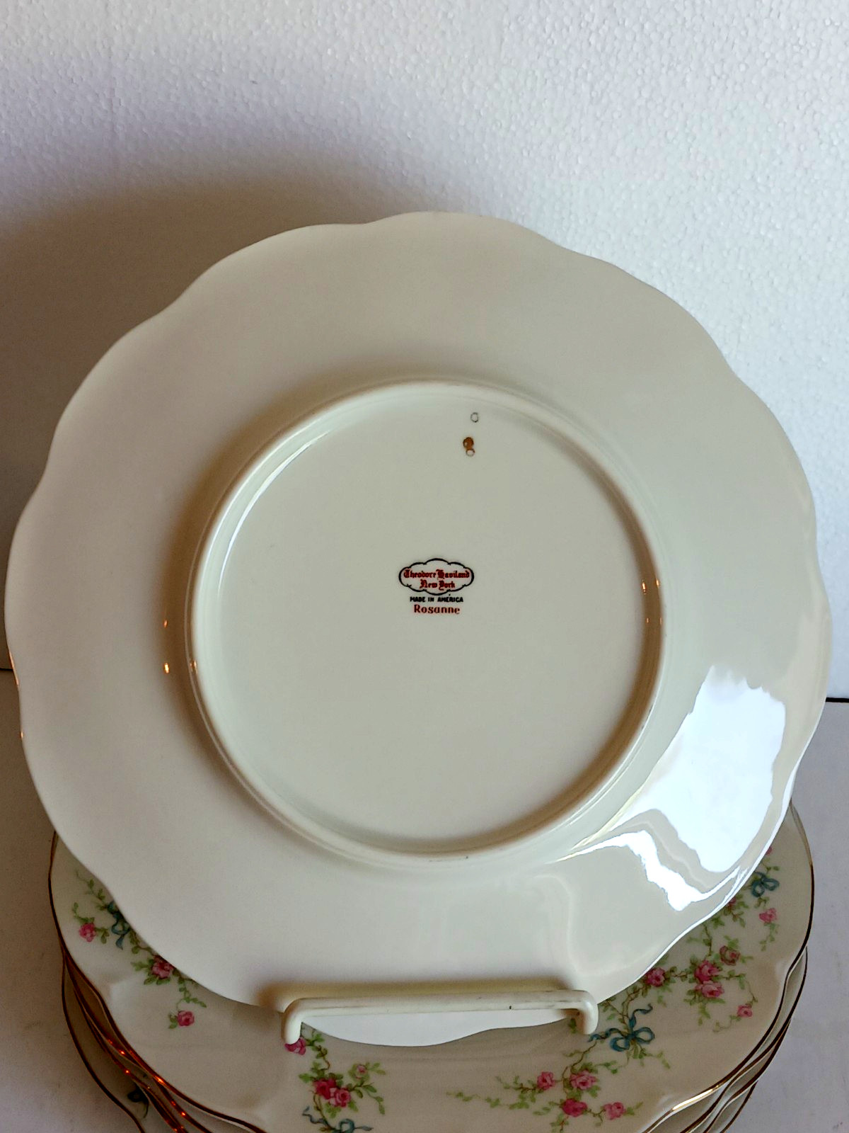 Vintage Limoges Rose Plates 9 1/2 in. Set of 6 Theodore Haviland New York USA