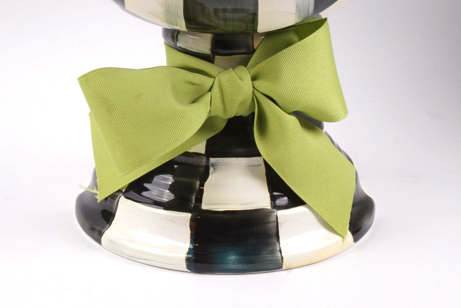 Mackenzie Childs Courtly Check Large Compote Fruit Bowl Height 9″ tall 12″ dia