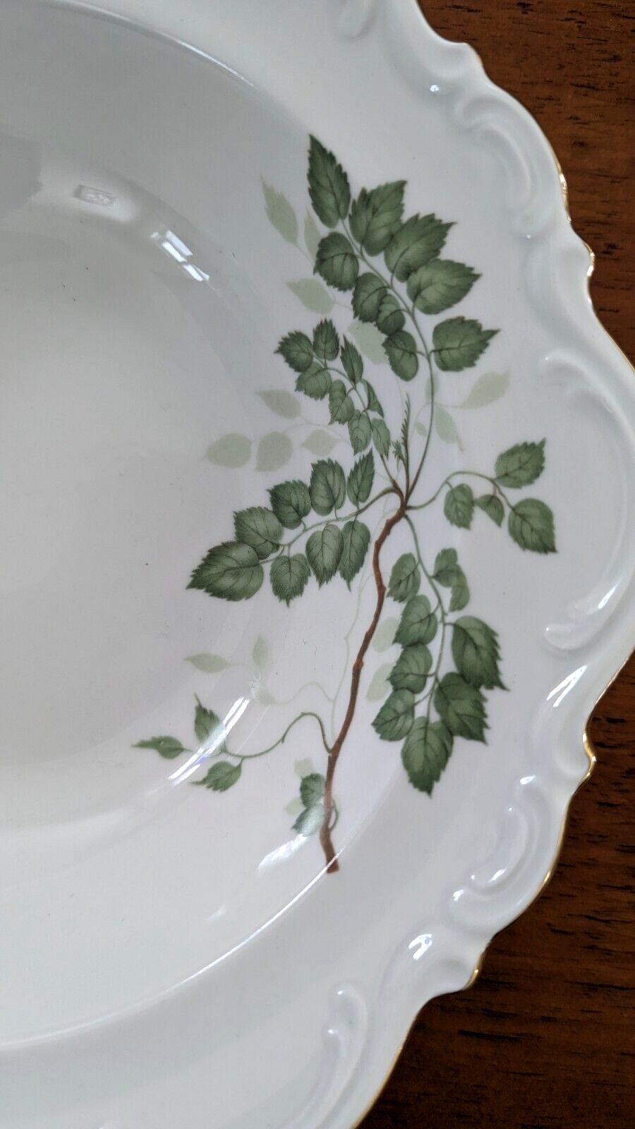 Vintage Mitterteich “Green Leaves” 10″ Serving Bowl Germany Perfect