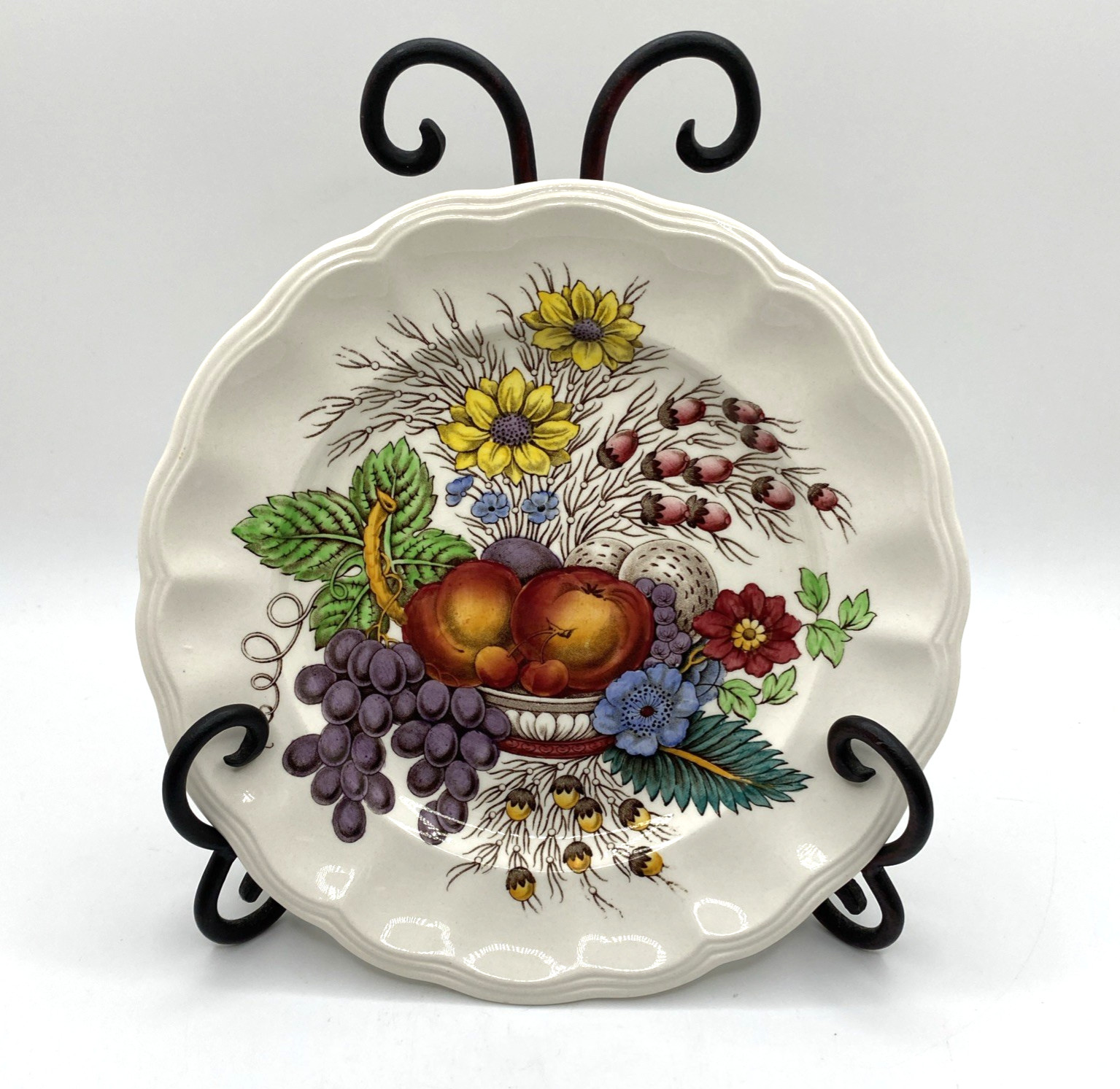 Vtg Spode Copeland England Reynolds 2188 Fruit & Flowers 7 7/8″ Plates Set of 4
