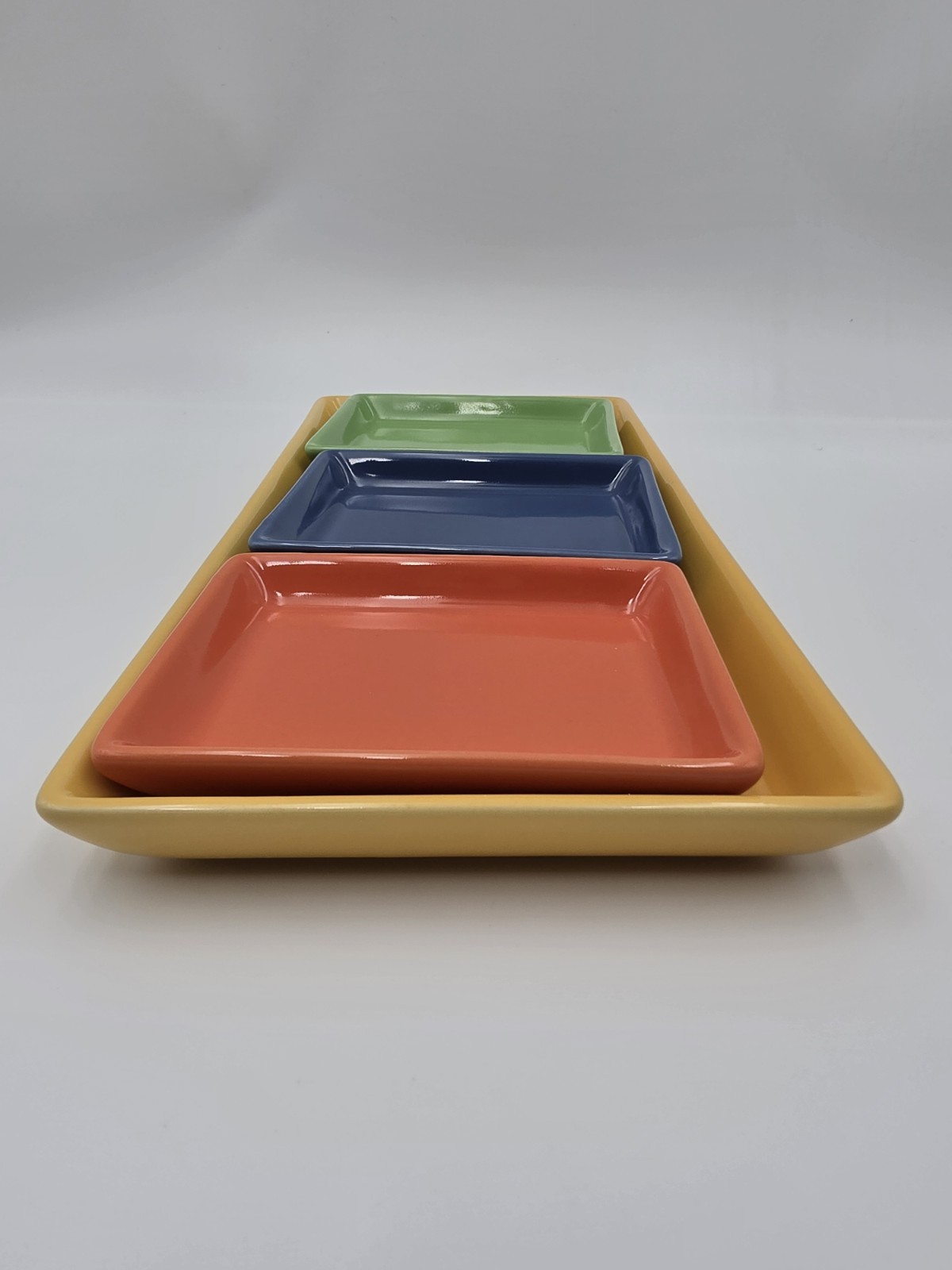 Dennis East International Ceramic Rectangular 4pc. Candy / Condiment Tray 2004