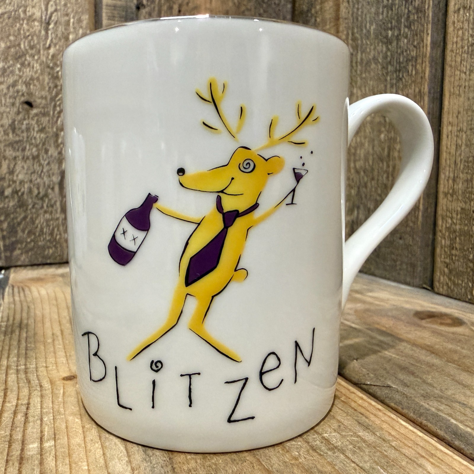 POTTERY BARN VINTAGE REINDEER MUGS – MIXED FULL SET OF 8 ~ HOLIDAY CHRISTMAS