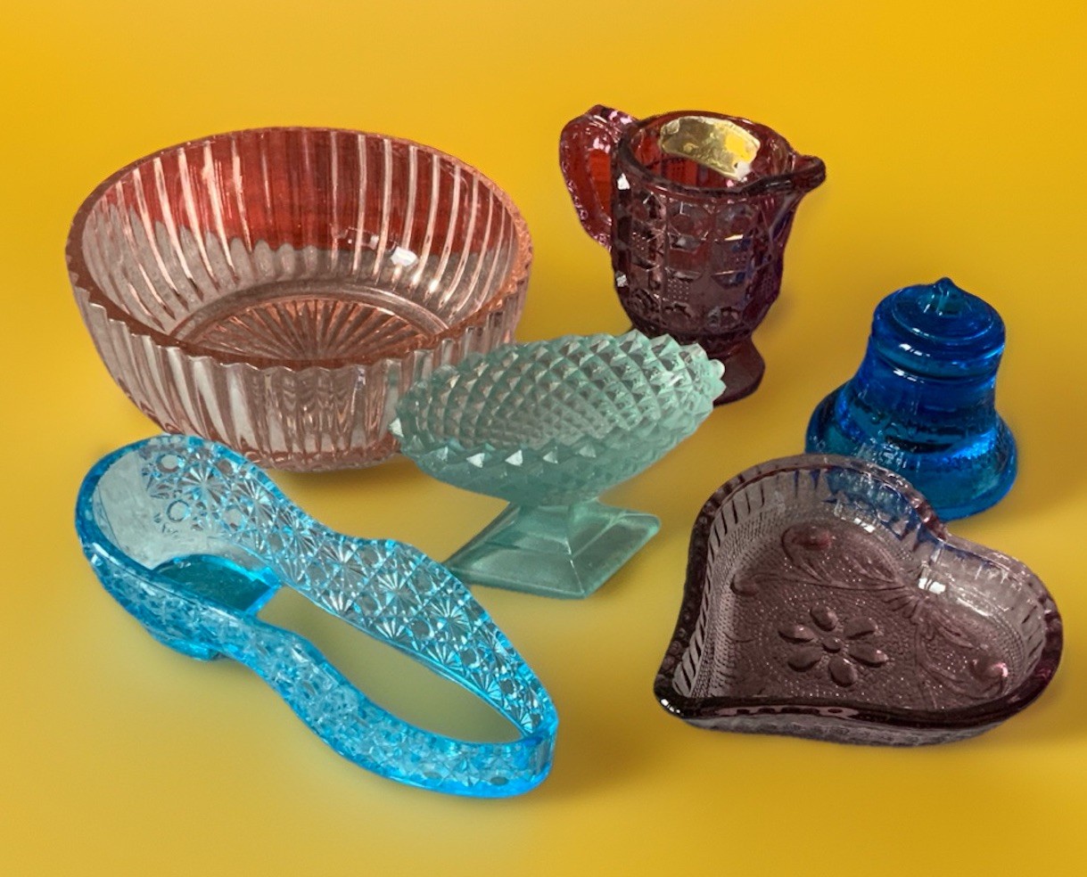 6 Pcs Depression Glass Collection Colors Variety Tappan Westmoreland Bryce Bro+