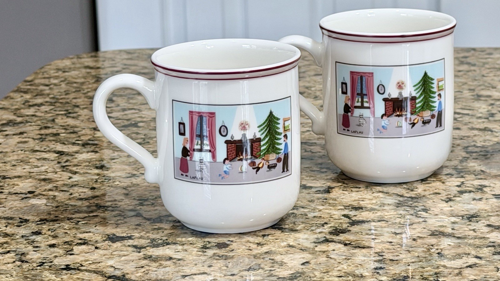 Villeroy & Boch Naif Christmas Mugs Set of 4 Luxembourg Fine China 3-5/8” Unused