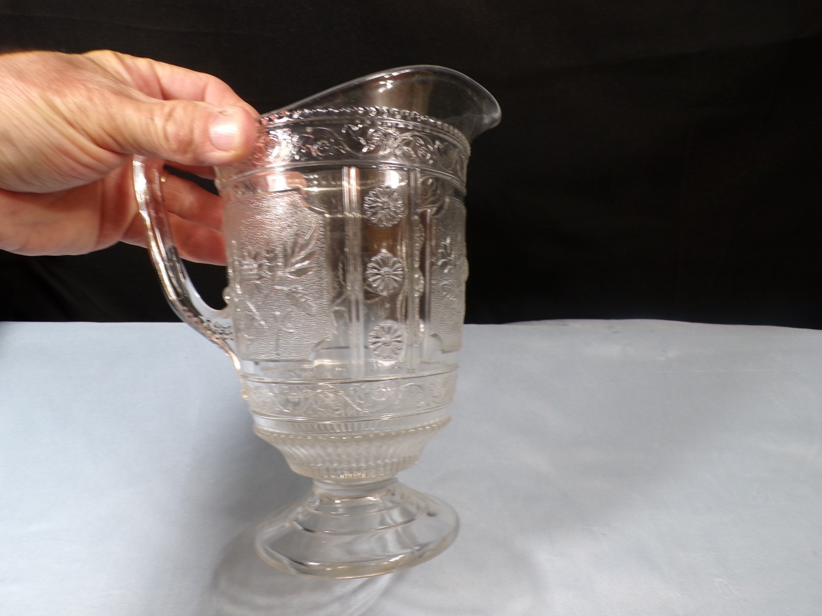 Vintage Circa 1880 Bryce Brothers Clear Glass Willow Oak Milk Pitcher