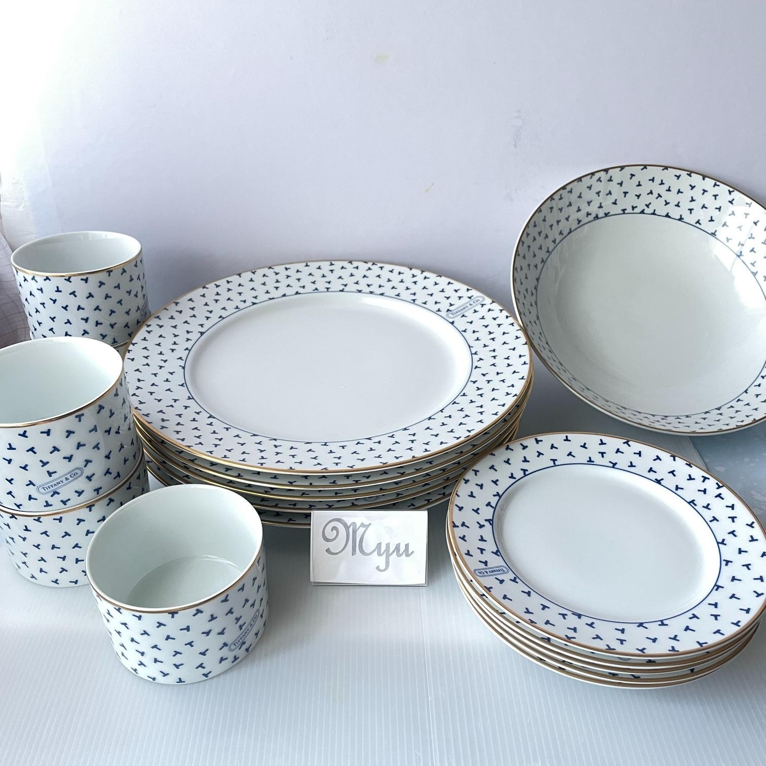 TIFFANY & Co. Dancing T Tableware Set of 16 pcs Cocotte Plate Bowl