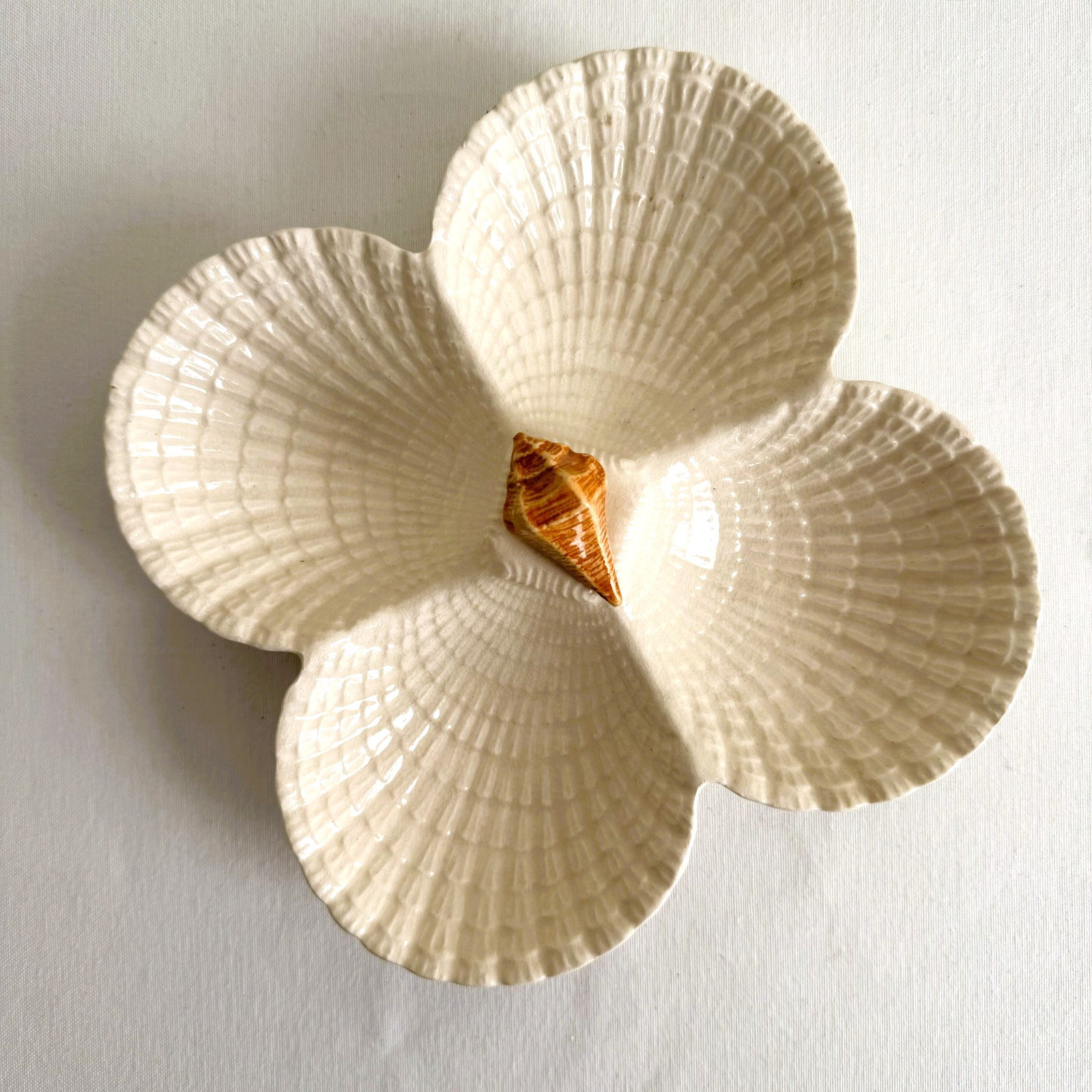 Vintage Ceramic Seashell Divided Dish Relish Tray Candy Dish Dip Server Japan