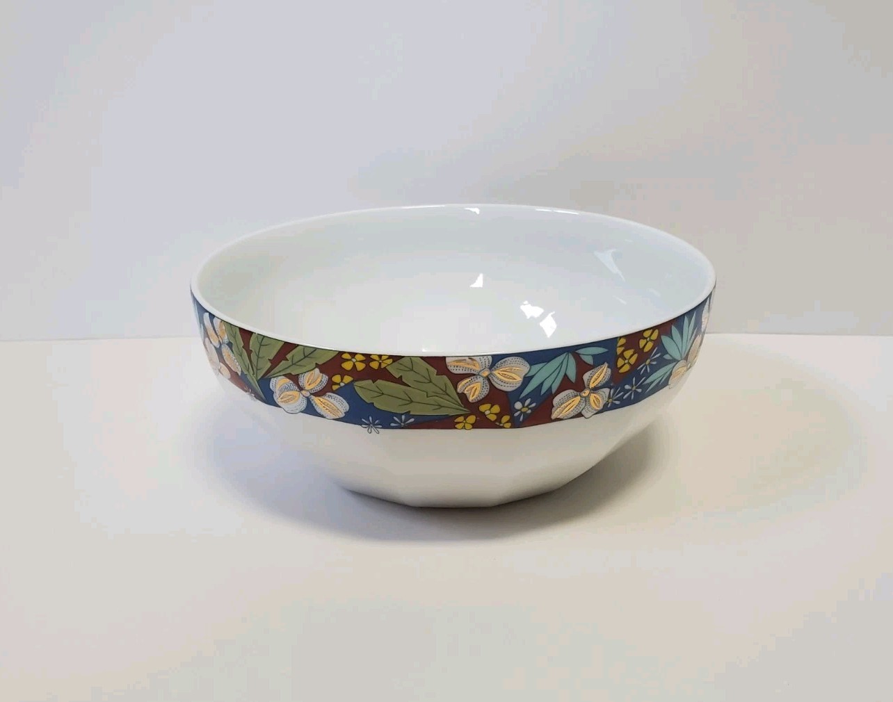 Vintage Graf Von Henneberg Floral Porcelain Serving Bowl Blue, Rust, Green, Gold