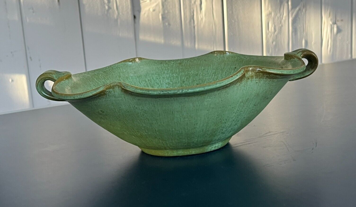 ROYAL CROWN POTTERY NORTH CAROLINA 1939-42 MATTE GREEN 10″ BOWL – Gorgeous!