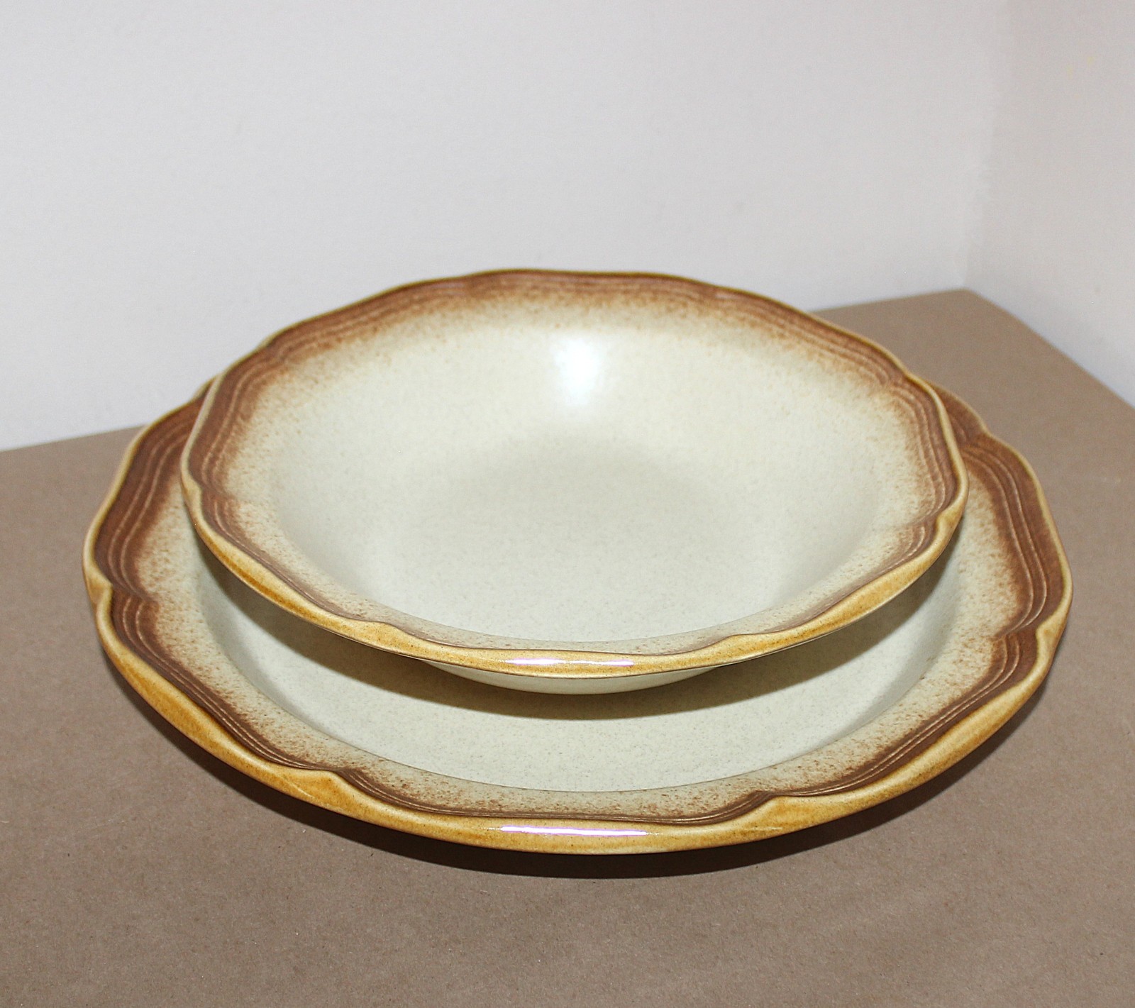 Mikasa Whole Wheat E800 Stoneware Serving Platter 12.5″ & Serving Veg Bowl 9.75″