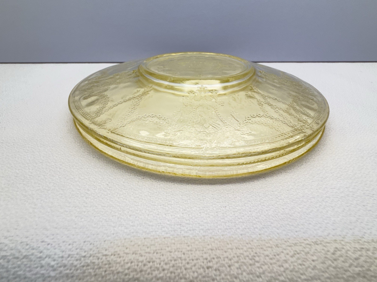 VTG Anchor Hocking Yellow Depression Glass Cameo Ballerina 6″ Saucer Set of 3