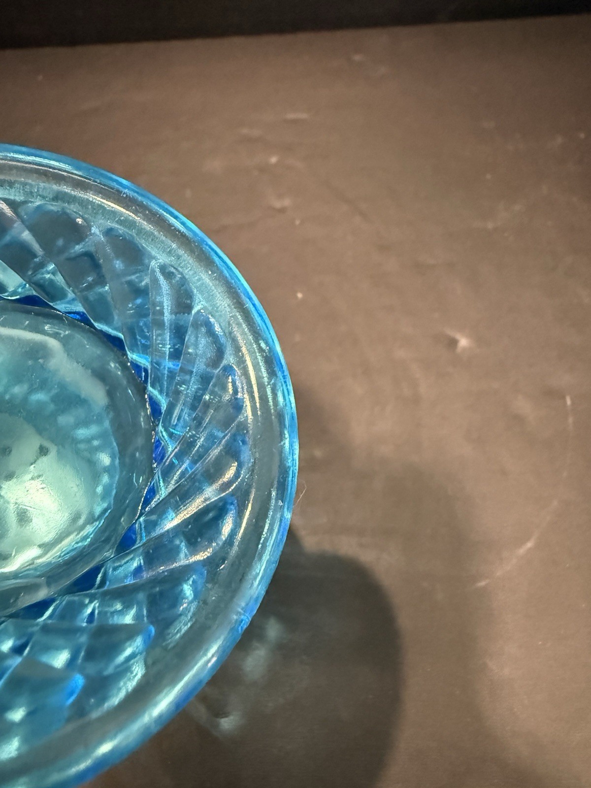 Antique Blue Rope and Rib Sugar Shaker 5.5” Tall Victorian 1890s Small Chip Pics
