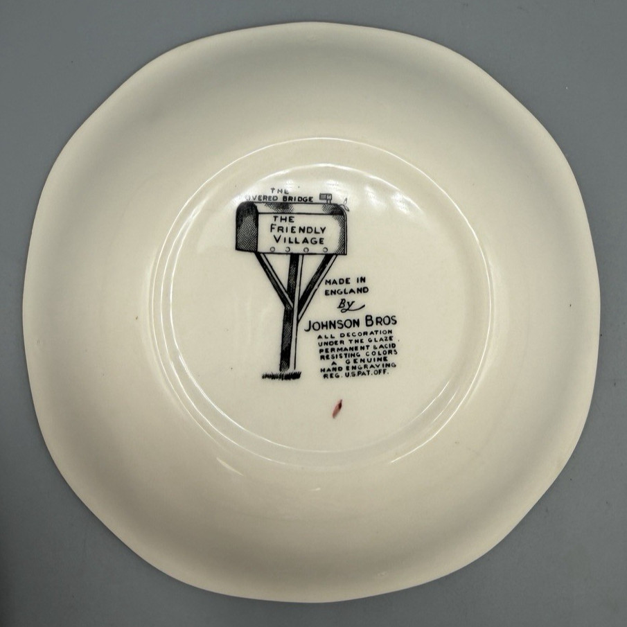 4 Johnson Bros The Friendly Village Covered Bridge Square Cereal Soup Bowls